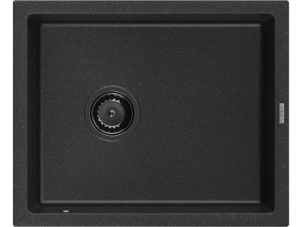 MEXEN/S - Pedro granitový dřez 1-miska 560 x 460 mm, černá/stříbrná metalik, sifon černá 6508561000-73-B