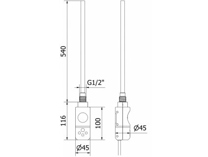 MEXEN/S - Ares radiátor + topná tyč 1200 x 500 mm, 600 W, zlatá W102-1200-500-2600-50