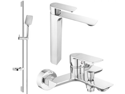 MEXEN/S - Alexa DQ62 Set umyvadlové a vanové baterie s příslušenstvím, chrom 71213DS62-00