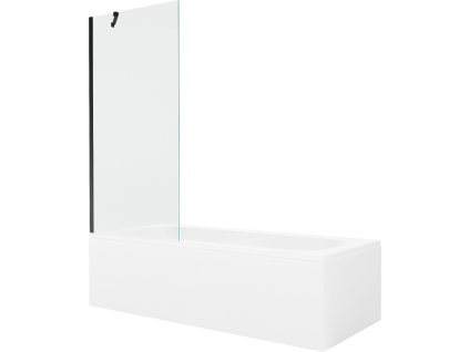 MEXEN/S - Vega obdélníková vana 160 x 70 cm s panelem + vanová zástěna 80 cm, transparent, černá 550116070X9508000070