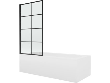 MEXEN/S - Vega obdélníková vana 160 x 70 cm s panelem  + vanová zástěna 70 cm,  černá  vzor fix 550116070X9307007077