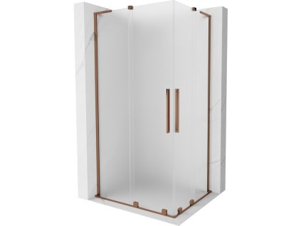 MEXEN/S - Velar L Duo sprchový kout, posuvné dveře 100 x 90 cm, dekor, růžové zlato 871-100-090-02-33-60