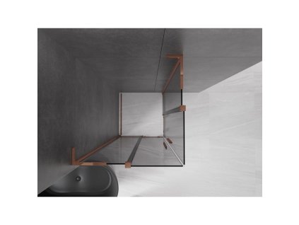 MEXEN/S - Velar L Duo sprchový kout, posuvné dveře 100 x 100 cm, grafit, růžové zlato 871-100-100-02-43-60