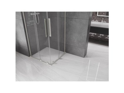 MEXEN/S - Velar L Duo sprchový kout, posuvné dveře 90 x 90 cm, transparent, nikl kartáčovaný 871-090-090-02-03-97
