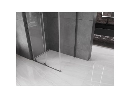 MEXEN/S - Velar L sprchový kout, posuvné dveře 100 x 80 cm, transparent, grafit metal 871-100-080-03-95