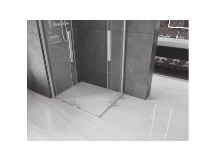 MEXEN/S - Velar Duo sprchový kout, posuvné dveře 100 x 90 cm, transparent, nikl kartáčovaný 871-100-090-02-97