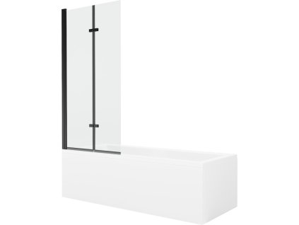 MEXEN/S - Cubik obdélníková vana 150 x 70 cm s panelem + vanová zástěna 80 cm, transparent, černá 550315070X9208027000