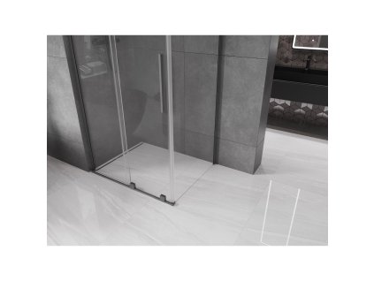 MEXEN/S - Velar L sprchový kout, posuvné dveře 90 x 110 cm, transparent, grafit metal 871-090-110-03-95