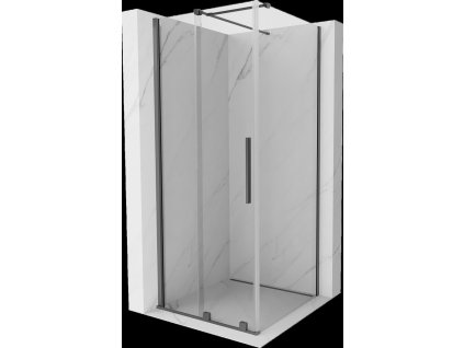 MEXEN/S - Velar sprchový kout, posuvné dveře 90 x 90 cm, transparent, grafit metal 871-090-090-01-95
