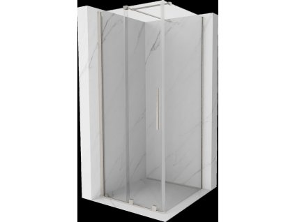 MEXEN/S - Velar sprchový kout, posuvné dveře 90 x 90 cm, transparent, nikl kartáčovaná 871-090-090-01-97