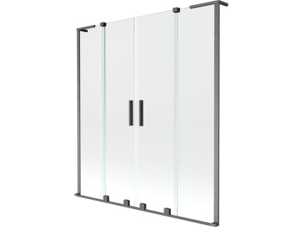 MEXEN/S - Velar L Duo dvoukřídlá posuvná vanová zástěna 160 x 150 cm, transparent, grafit kartáčovaná 896-160-003-02-66