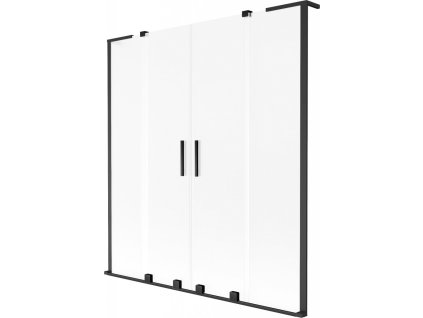 MEXEN/S - Velar L Duo dvoukřídlá posuvná vanová zástěna 160 x 150 cm, dekor, černá 896-160-003-32-70