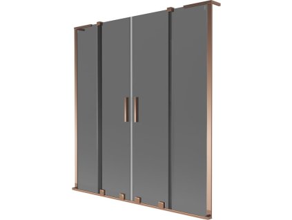 MEXEN/S - Velar L Duo dvoukřídlá posuvná vanová zástěna 160 x 150 cm, grafit, růžové zlato 896-160-003-42-60