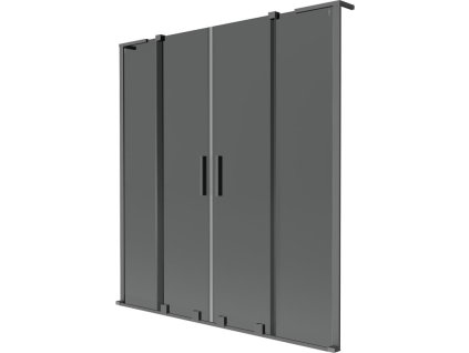 MEXEN/S - Velar L Duo dvoukřídlá posuvná vanová zástěna 160 x 150 cm, grafit, grafit metal 896-160-003-42-95