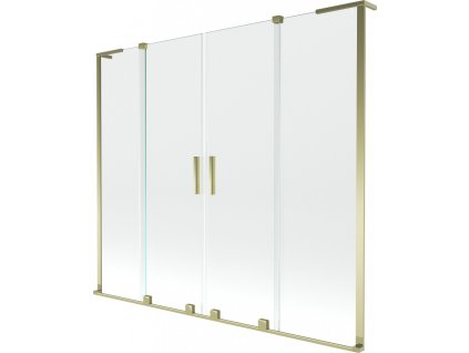 MEXEN/S - Velar L Duo dvoukřídlá posuvná vanová zástěna 170 x 150 cm, transparent, zlatá 896-170-003-02-50