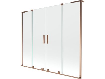 MEXEN/S - Velar L Duo dvoukřídlá posuvná vanová zástěna 180 x 150 cm, transparent, růžové zlato 896-180-003-02-60