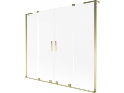MEXEN/S - Velar L Duo dvoukřídlá posuvná vanová zástěna 180 x 150 cm, dekor, zlatá 896-180-003-32-50