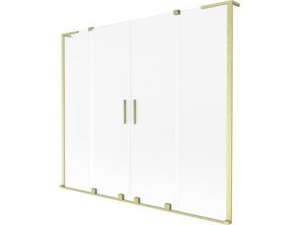 MEXEN/S - Velar L Duo dvoukřídlá posuvná vanová zástěna 180 x 150 cm, dekor, zlatá kartáčovaná 896-180-003-32-55