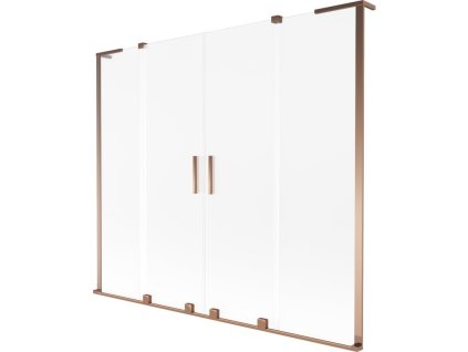MEXEN/S - Velar L Duo dvoukřídlá posuvná vanová zástěna 180 x 150 cm, dekor, růžové zlato 896-180-003-32-60