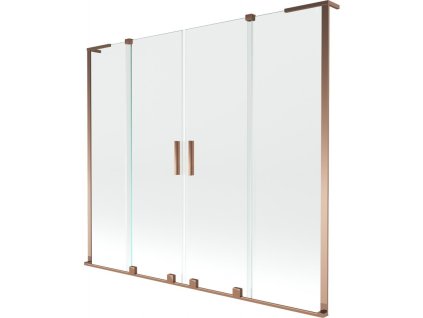 MEXEN/S - Velar L Duo dvoukřídlá posuvná vanová zástěna 200 x 150 cm, transparent, růžové zlato 896-200-003-02-60