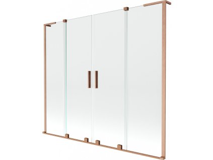 MEXEN/S - Velar L Duo dvoukřídlá posuvná vanová zástěna 200 x 150 cm, transparent, měď kartáčovaná 896-200-003-02-65