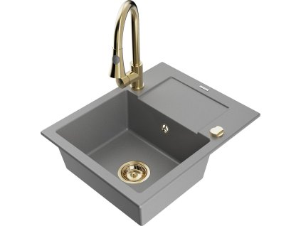 MEXEN/S - Enzo granitový dřez 1 s odkapávačem včetně Elia, šedá 6506-71-670101-50