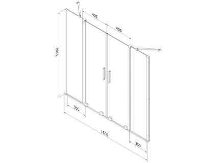 MEXEN/S - Velar Duo Dvoukřídlá posuvná vanová zástěna 150 x 150 cm, transparent, chrom 896-150-000-02-01