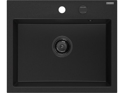 MEXEN/S - Oscar granitový dřez 580 x 490 mm, černá, černý sifon 6519581000-77-B