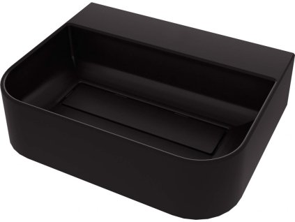 DEANTE - Umyvadlo Arnika nero Granite, na desku, s odkládací plochou pod baterii - s krycí deskou CQA_NU5S