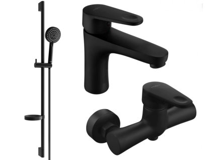 MEXEN/S - Kama DS75 Set umyvadlové a sprchové baterie s příslušenstvím, černá 72504DS75-70