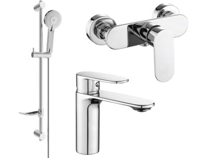 MEXEN/S - Milo DF40 SET umyvadlová baterie + sprchová s příslušenstvím, chrom 71304DF40-00