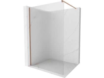 MEXEN/S - Kioto Sprchová zástěna WALK-IN 100 x 200, proužky 8 mm, měď kartáčovaná 800-100-101-65-09