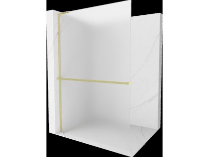 MEXEN/S - Kioto+ L Sprchová zástěna WALK-IN s poličkou a držákem ručníků 120 x 200, dekor, zlatá kartáčovaná 800-120-123-55-30