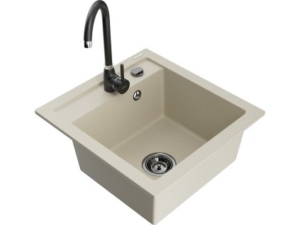 MEXEN/S - Vito granitový dřez včetně baterie Telma, béžová 6503-69-670200-70