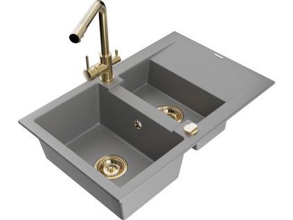 MEXEN/S - Gaspar granitový dřez 1.5 s odkapávačem včetně baterie Duero, šedá 6507-71-671600-50  + slevový kód