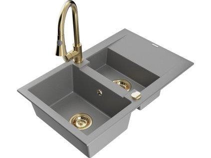 MEXEN/S - Gaspar granitový dřez 1.5 s odkapávačem včetně baterie Elia, šedá 6507-71-670101-50  + slevový kód