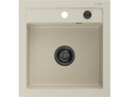 MEXEN/S - Vito granitový dřez 1-miska 520x490 mm, béžová,+ černý sifon 6503521000-69-B