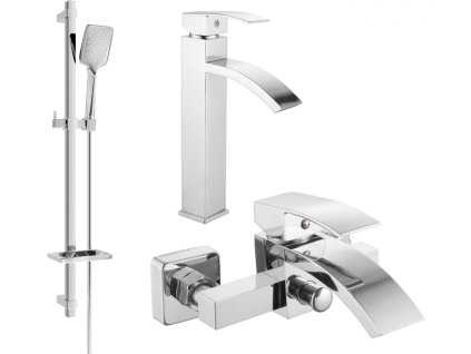 MEXEN/S - Libra DQ62 Set umyvadlové a vanové baterie s příslušenstvím, chrom 745113DQ62-00