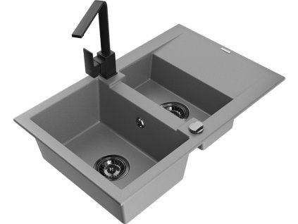 MEXEN/S - Gaspar granitový dřez 1.5 s odkapávačem včetně baterie Rita, šedý 6507-71-670300-70-B  + slevový kód