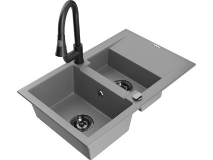MEXEN/S - Gaspar granitový dřez 1.5 s odkapávačem včetně baterie Elia, šedá 6507-71-670101-70-B  + slevový kód