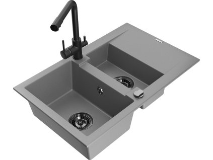 MEXEN/S - Gaspar granitový dřez 1.5 s odkapávačem včetně baterie Duero, šedá 6507-71-671600-70-B  + slevový kód