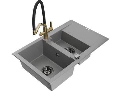 MEXEN/S - Gaspar granitový dřez 1.5 s odkapávačem včetně baterie Duo, šedá 6507-71-671701-57-B  + slevový kód