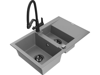 MEXEN/S - Gaspar granitový dřez 1.5 s odkapávačem včetně baterie Duo, šedá 6507-71-671701-70-B  + slevový kód