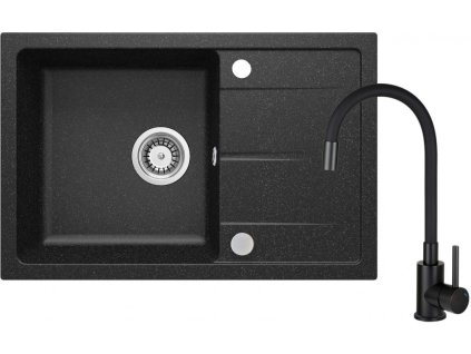 DEANTE - Leda grafit - Granitový dřez včetně bateries elastickou hubicí ZRDP2113