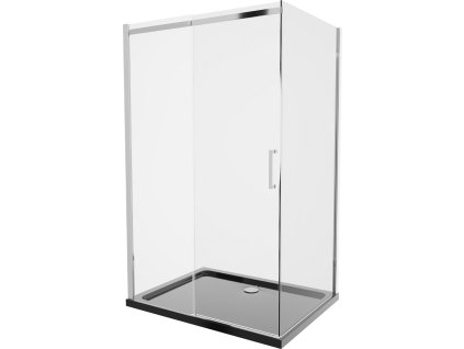 MEXEN/S - Omega sprchový kout 100x90, transparent, chrom + černá vanička se sifonem 825-100-090-01-00-4070