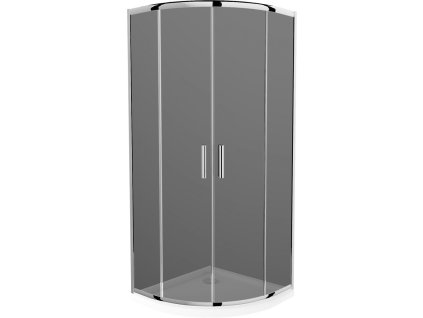MEXEN/S - Rio čtvrtkruhový sprchový kout 90 x 90, grafit, chrom + vanička se sifonem Flat, bílá 863-090-090-01-40-4110