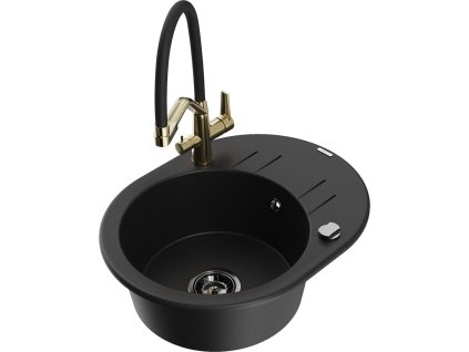 MEXEN/S - Kevin granitový dřez 1-miska včetně baterie Duo, černá 6517-77-671701-57-B  + slevový kód