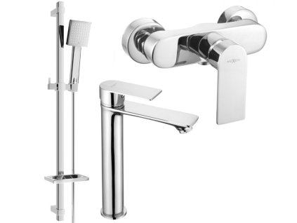 MEXEN/S - Royo DQ45 Set umyvadlové a sprchová baterie s příslušenstvím, chrom 72214DQ45-00
