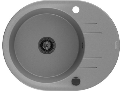 MEXEN/S - Kevin granitový dřez 1 s odkapávačem 586 x 458 mm, šedá, + černý sifon 6517581005-71-B