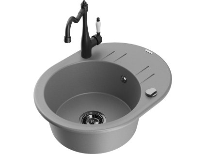 MEXEN/S - Kevin granitový dřez 1-miska s odkapávačem včetně baterie Carla, šedá 6517-71-670700-70-B  + slevový kód